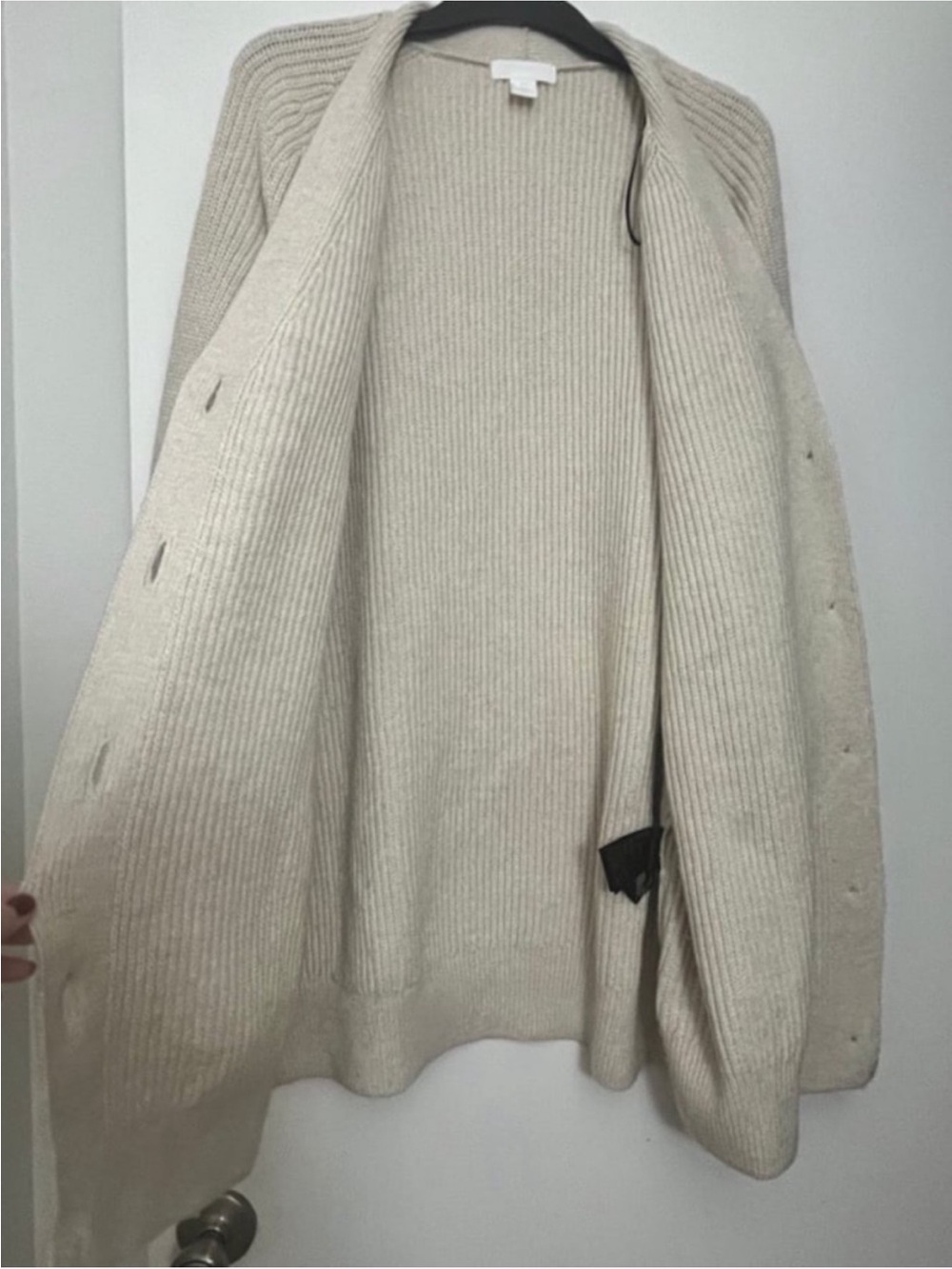 H&M Oversized Ribbed Button Cardigan - Cream - Picture 3 of 7
